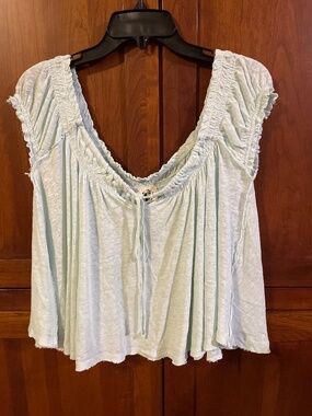 Free People Pale aqua peasant top M